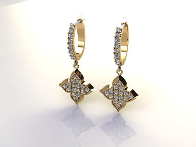 Earring 00E16 Rend 3 Clover Dangle Earrings - Image 1