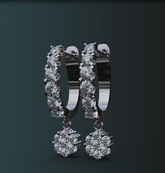 Earring - 00E17 Rend 1 Huggie Hoop Presure Set Earring - Image 1