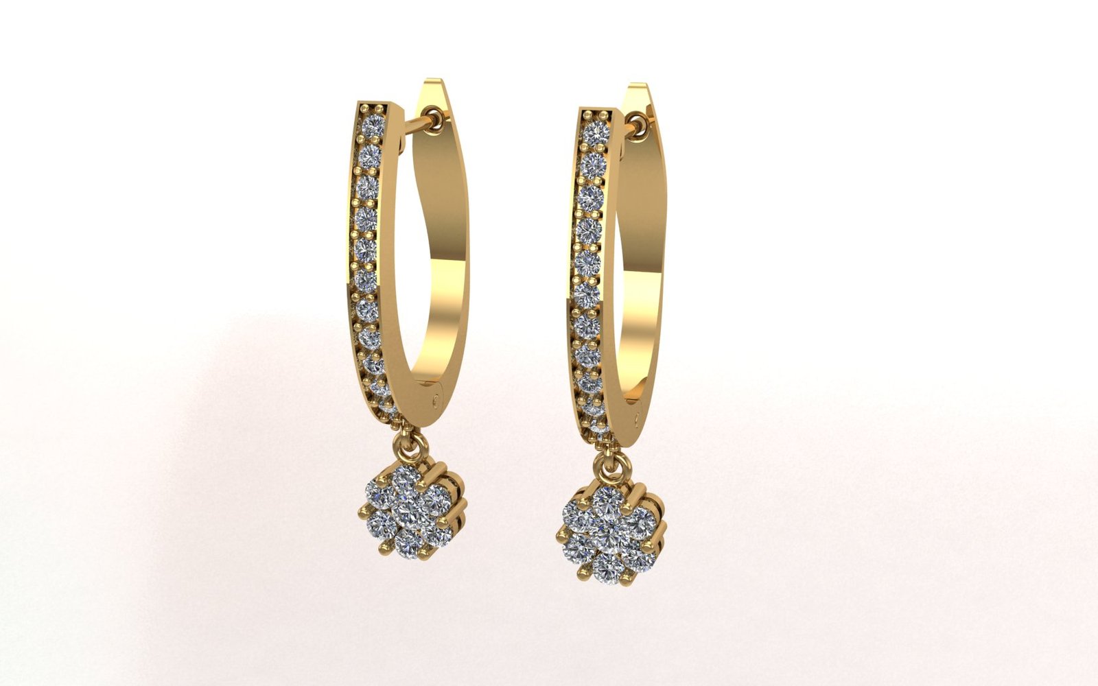 Earring 00E7 Floral Diamond Dangling Earring - Image 1