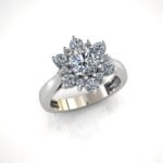 Floral halo engagement ring