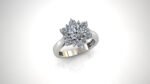 Floral halo engagement ring