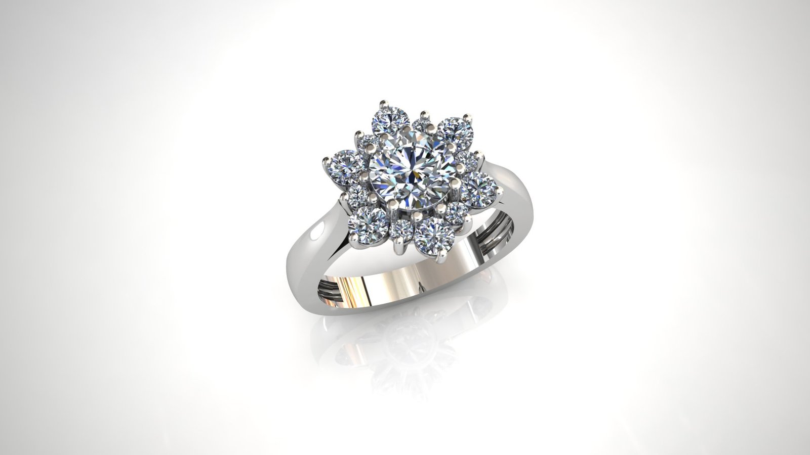 Ladies Ring - 00LR32 Rend 9 Floral halo engagement ring - Image 1