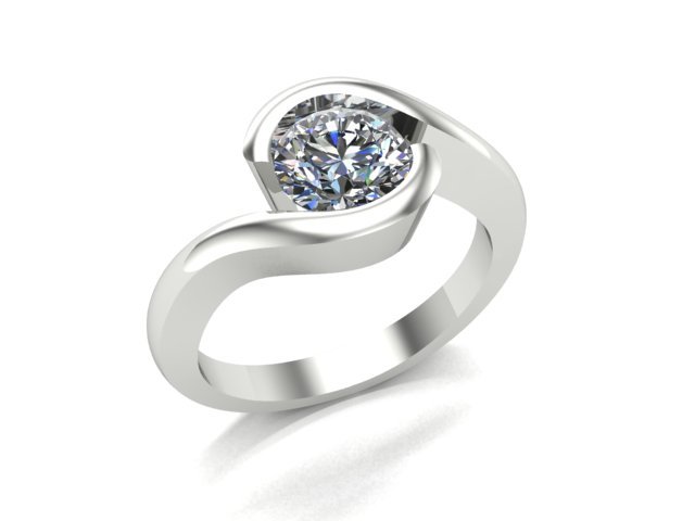 Ladies Ring - 00LR49 Rend 1 Half Bezel Diamond Solitaire Ring - Image 1
