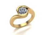 Half Bezel Diamond Solitaire Ring - Image 3